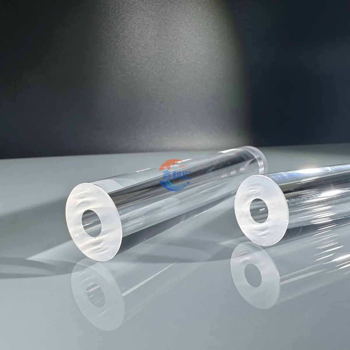 Sapphire tube bore and polished end face photographed close up